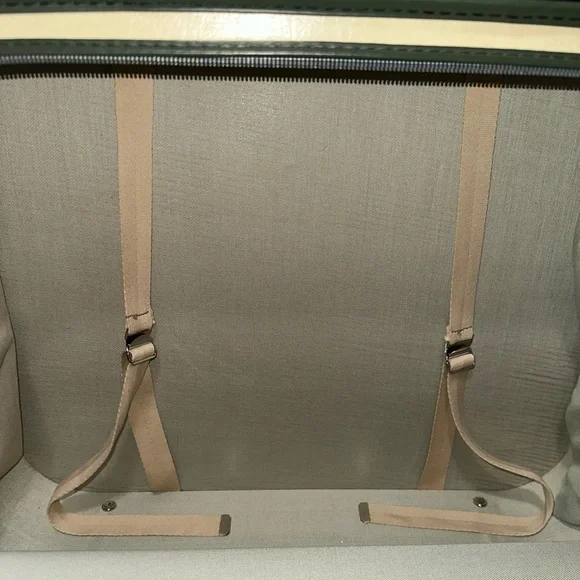 Vintage Grasshopper Suitcase Cream and Green Classic Soft Sided Stiff Frame MCM - Picture 6 of 16
